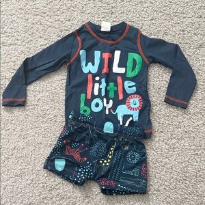 Wild Little Boy Graphic Shirt and Shorts swimwear set